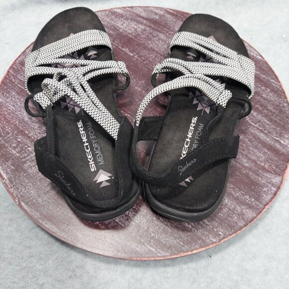 Skechers Womens Black & Grey Strappy Sandals Memory Foam Comfort - Picture 4 of 9